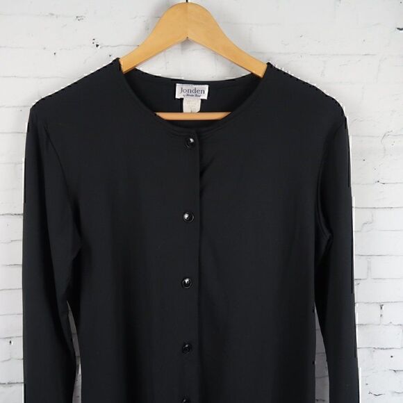 JONDEN BY LINDA LEAL BLACK ROUND NECK LONG SLEEVE CARDIGAN SWEATER SIZE LARGE - Picture 4 of 9